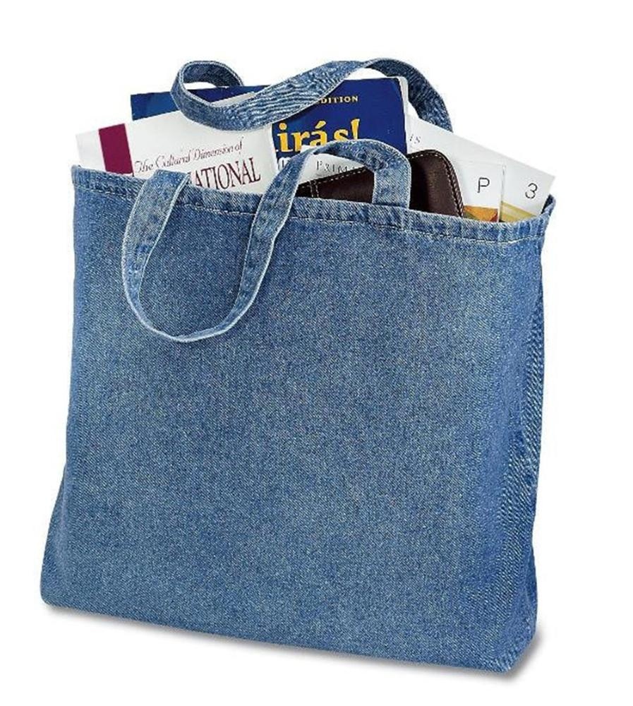 Denim Grocery Tote Bags Custom Logo Printable Stylish For Mums