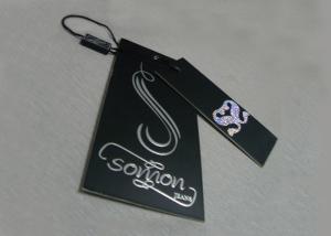 China Custom Luxury Paper Hang Tags For Clothing Brand Emboss Silver Foil Logo Plastic Tags wholesale