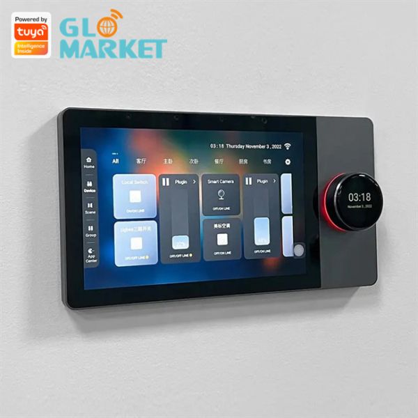 Tuya Wifi Smart Control Panel 7 Inch Multi Function BLE Music Wall Smart Zigbee Gateway