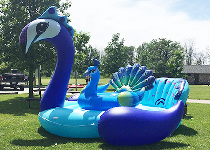 6 Persons Inflatable Giant Peacock Pool Float Island Pool Lake Party Floating Boats