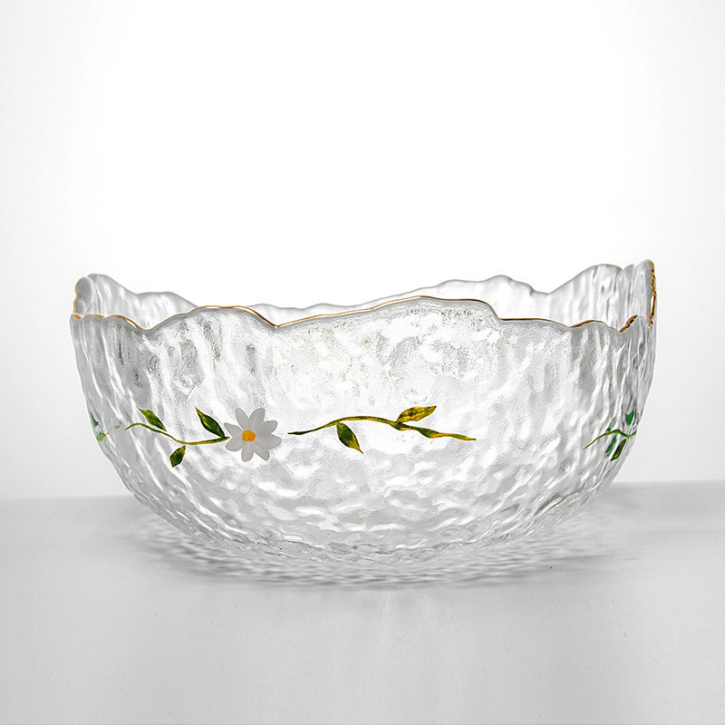 Household Exquisite Printed Hammer Grain Glass Tableware