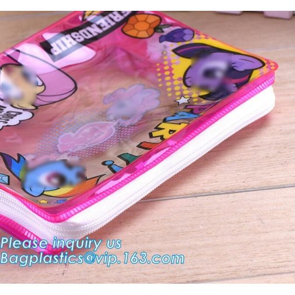 Durable Vinyl With Carry Handle Train Bag, zipper cosmetic bags with double slider, promotional travel custom pvc small