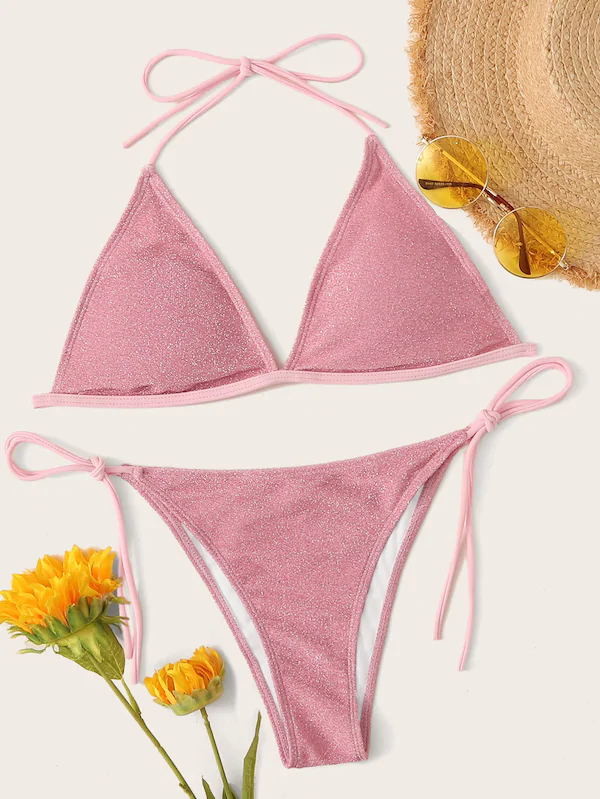 Tiered Layer Tie a Knot Front Top With Low waist Bikini swimsuit high cut