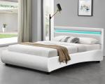 White Faux Leather Upholstered Bed Modern Deisgn With LED Headboard