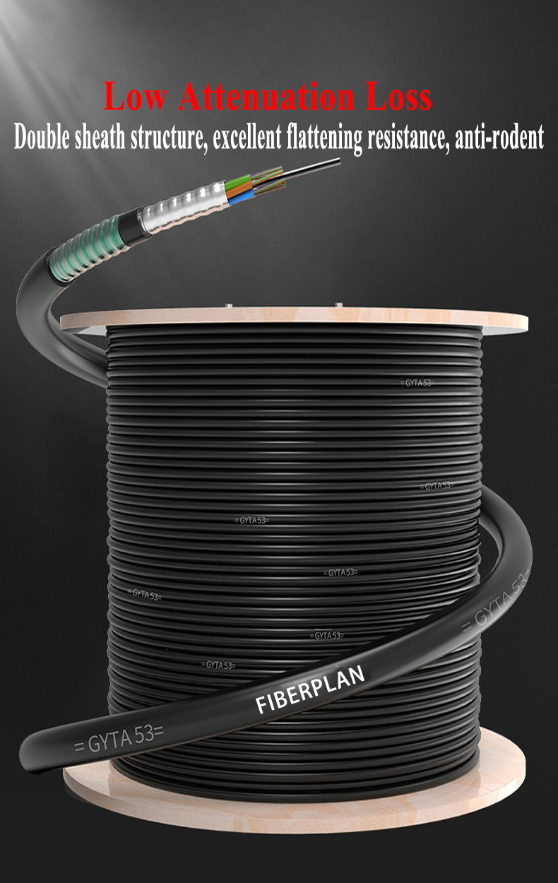 GYTA53 Direct Burial Cable Double Armored Double Sheathed Outdoor Optical Cable