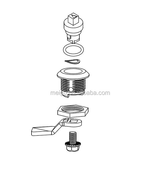 Plastic Material Quarter Turn Lock Chrome Safe For Trash Bins