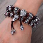 Women and Men Sterling Silver Wrap Sandalwood Bead Strand Bracelet Couples