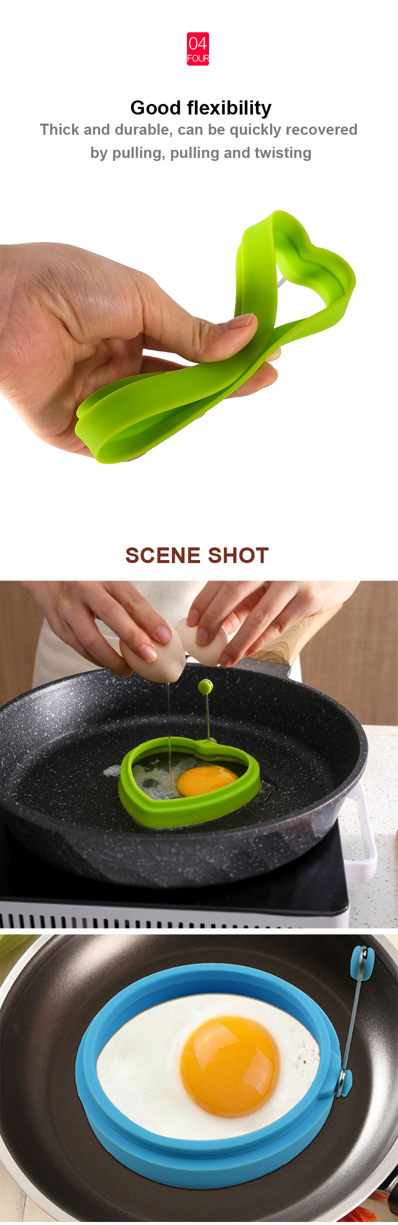 Odorless BPA Free Multiform Silicone Fried Egg Mold