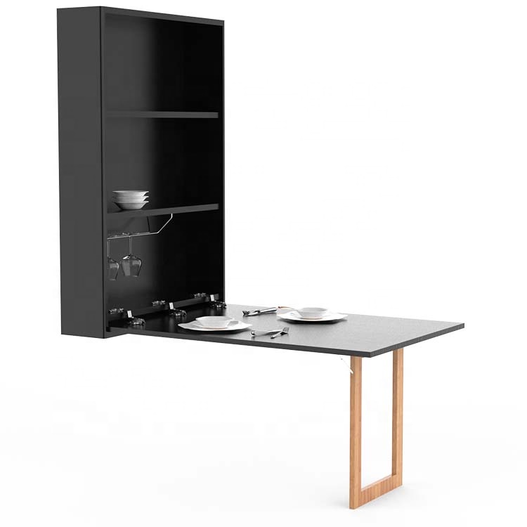 Wall Mounted Solid Wood Bamboo Storage Cabinet Kitchen Collapsible for Cutlery