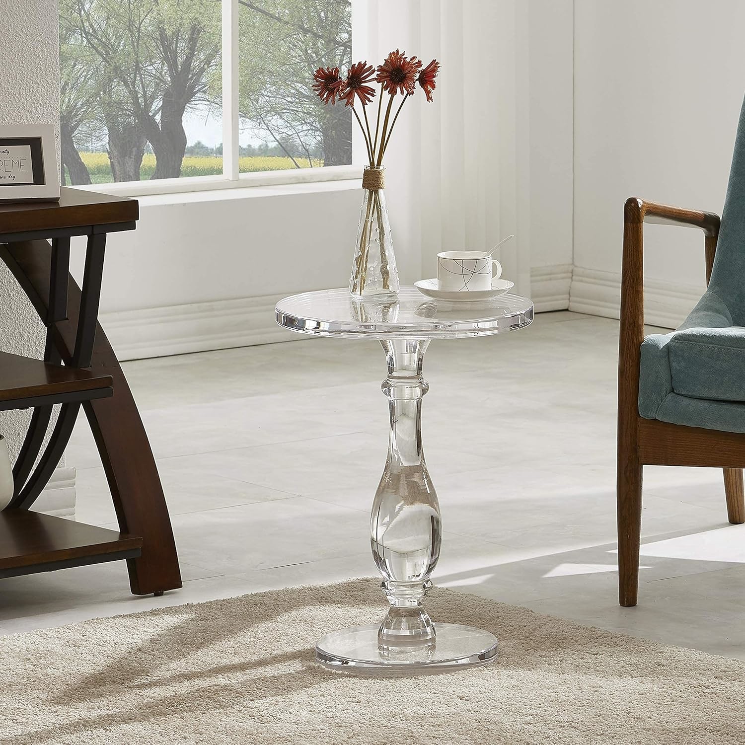 13.5'' Diameter Custom Acrylic Furniture Acrylic Coffee Table For Living Room Bedroom