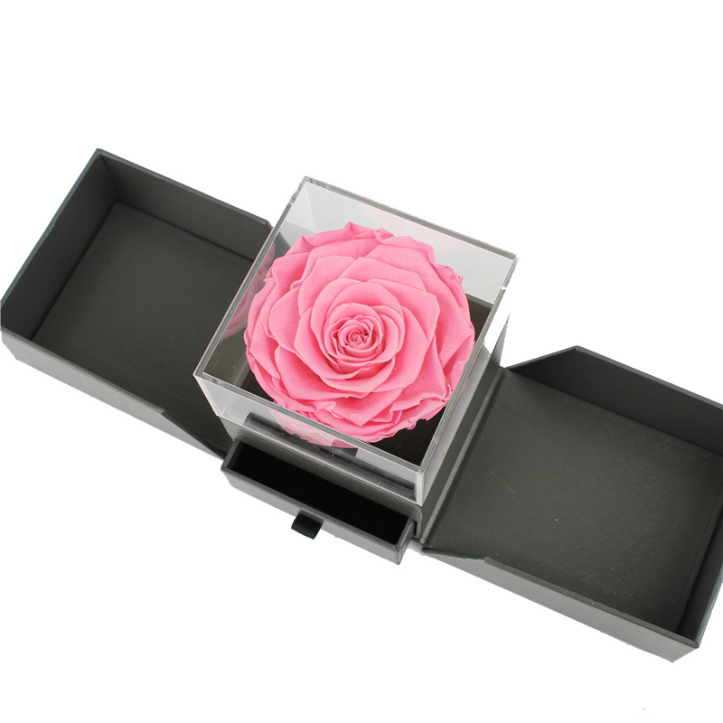 Decoration Valentines Flowers In A Box , Two Side Open Custom Rose Box