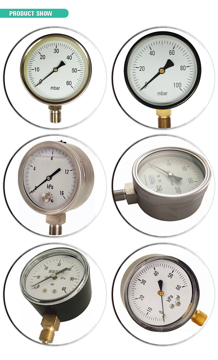 60-100mm CmH2O Capsule Pressure Gauge Manometer 1.6% Accuracy
