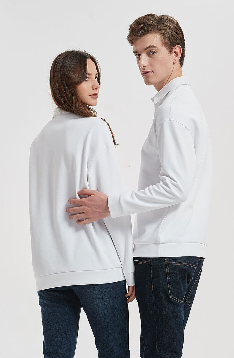 OEM Unisex 100% Cotton Long Sleeve Sweatshirts Loose Turn Down Collar Hoodie