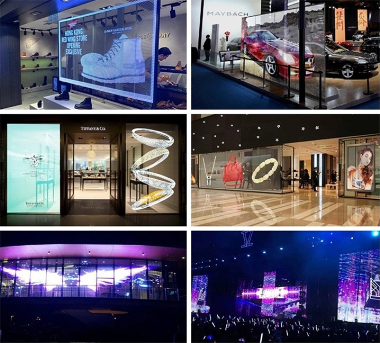 Semi Outdoor 1000x500mm Transparent Video Glass Screen 1000-5000nits