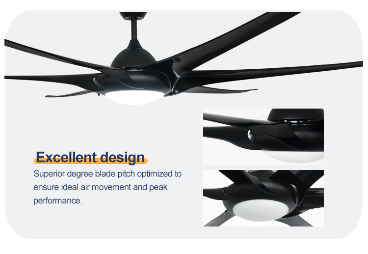 Remote Control 100 Inch Ceiling Fan with Lights and Black ABS Housing Energy Saving