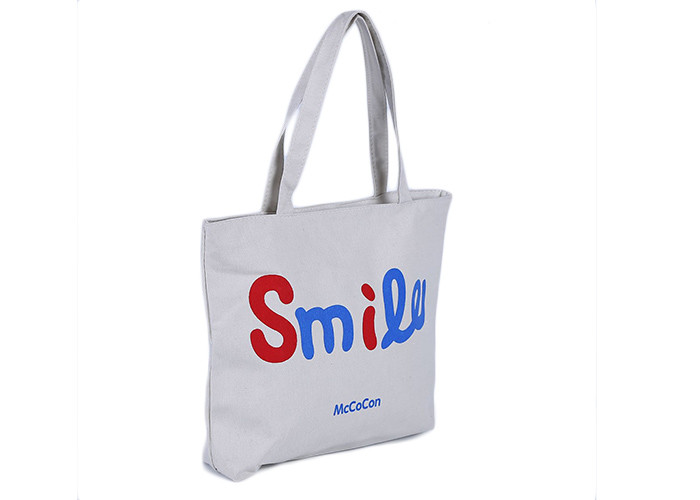 Shopping Usage Canvas Tote Shopper Bag Custom Printing Foldable Long Lifespan