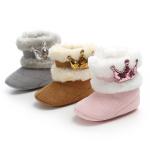 2019 winter Faux suede crowm Outdoor walking Princess toddler baby girl boots