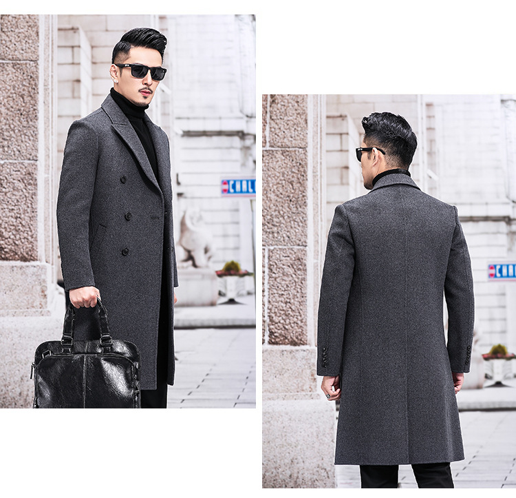 Sustainable and Grade Men's Double-Sided Cashmere Coat for Winter Business Casual