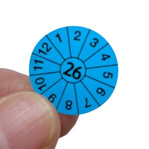 China Waterproof Vinyl Fire Extinguisher Stickers Blue 20mm Round Labels wholesale