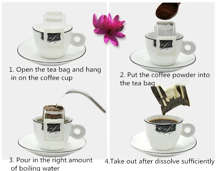 Accept Custom logo and printing Aluminum Foil Small Coffee Pouch 3 Side Sealed Drip Coffee Bag