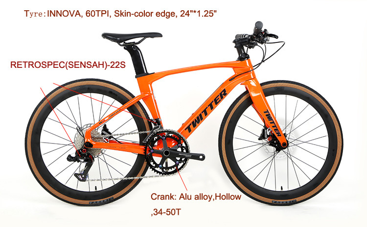 24 Inch Carbon Fiber Road Bike With Hydraulic Disc For 8 12 Years kids