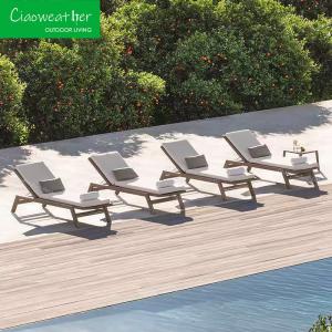 China Outdoor Furniture Teakwood Frame Material Garden Solid Modern Sun Beds Beach Chaise Leisure Lounger wholesale