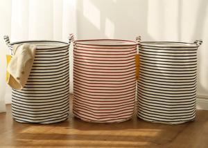 China Laundry basket storage bag large box customizable colors stripe Green blue Cotton Linen wholesale