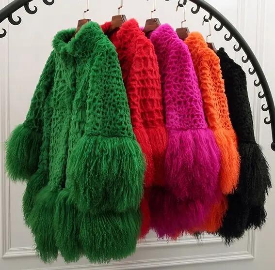 China Factory Hot Sale New Fashion Bright Color Fur Coat for Women Drop Ship