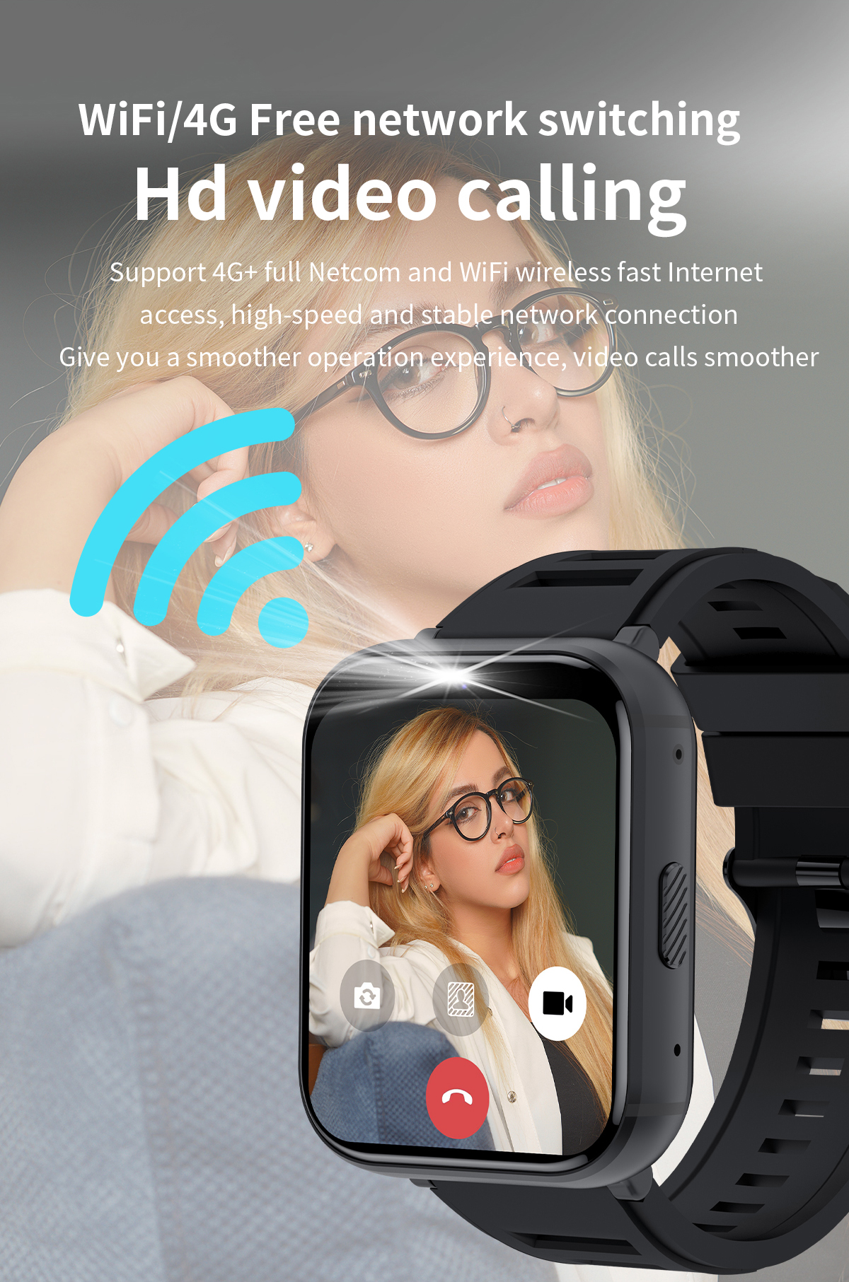 Q668 4G Smart Watch 1.99 Inch IPS Screen 930mAh Battery Android 9.0