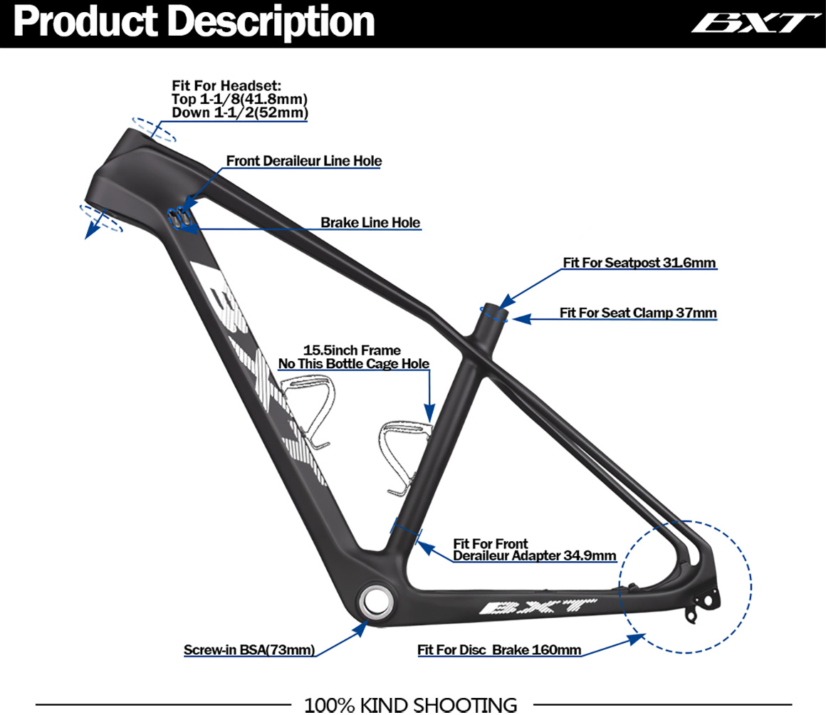 Chameleon Color Orange T1000 Carbon MTB Frame Disc Brake 27.5 Mountain Bicycle Carbon Frame