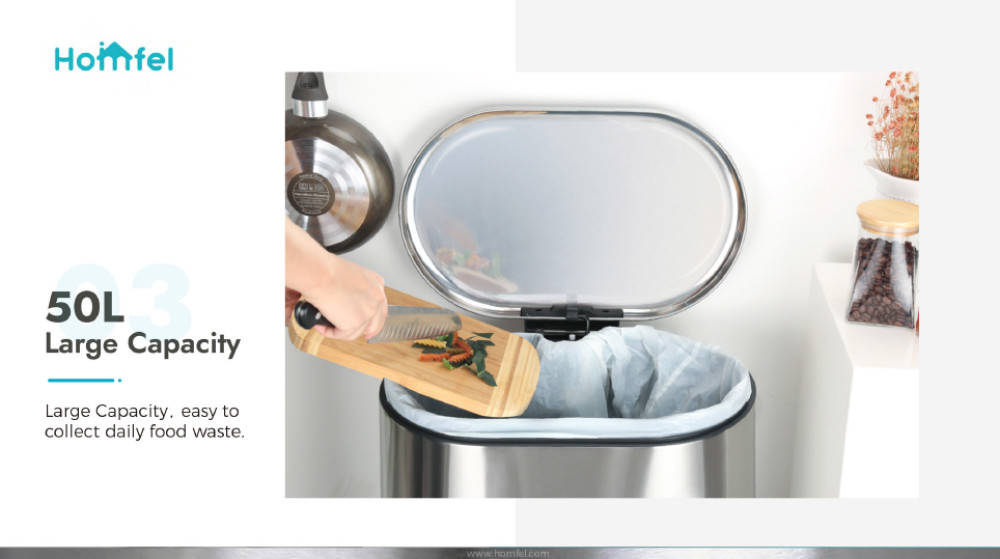 rounded rectangle trash can Stainless Steel Rolling Cover Step Pedal Trash Bin for kitche bathroom Office 6L 12L 30L 50L