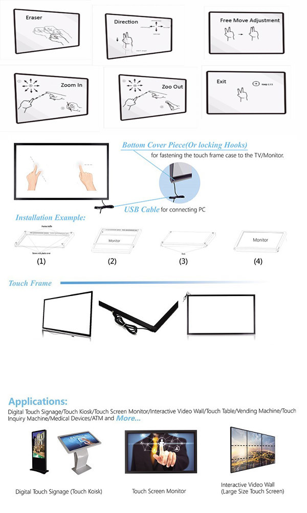 20 Points Bezel Frame Ir Infrared Touch Screen Overlay 65 Inch Panel Overlay Kit