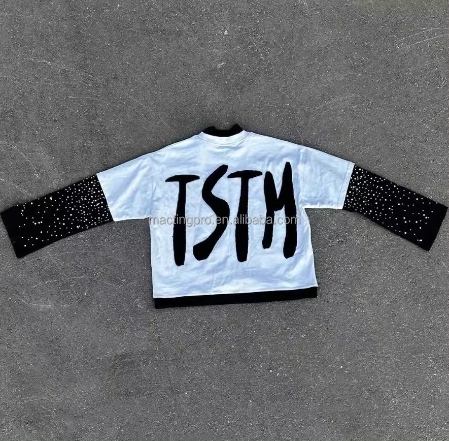 Support Customized Logo Embroidery Applique Patch Boxy Cropped Graphic T-Shirt for Men