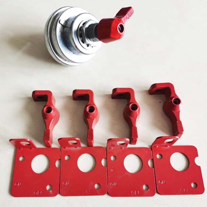 Universal Car A/C SWITCH Battery Master Disconnect Switch Red and Yellow Lockout Lever Kit for Performance Steel Racing
