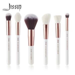 China Full 6pcs White And Rose Gold Makeup Brushes Aluminium Ferrule wholesale