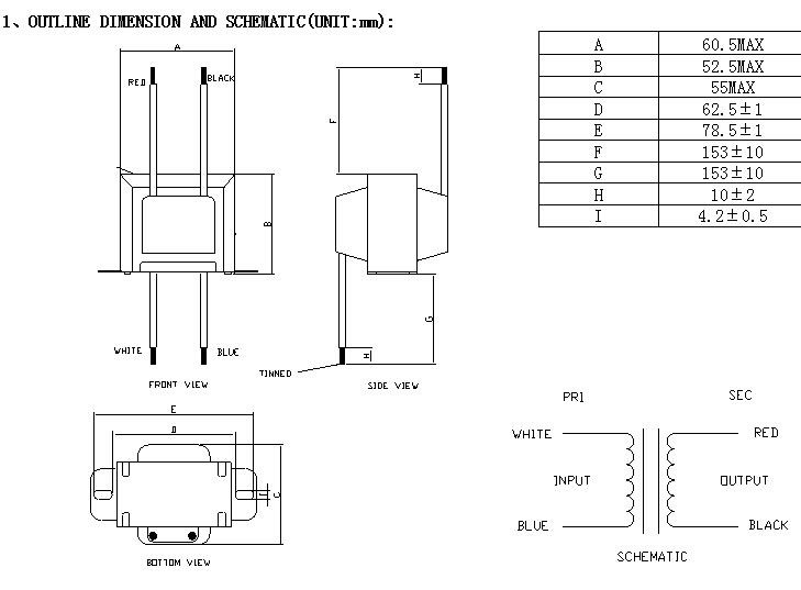 Big Power Low Frequency Transformer EI76 With Fuse Connector Single Phase