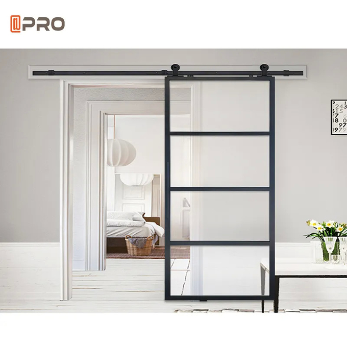 Fashion MDF Interior Doors Sliding Mirror Barn Doors Wood And Tempered Glass Waterproof