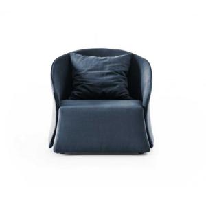 China Blue Linen Upholstery Sofa Set , Elegant Lounge Chairs Italian Style wholesale