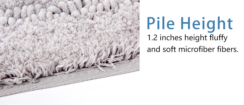 Rectangular Absorbent Anti Slip Bathroom Mat Shaggy Cozy Fluffy