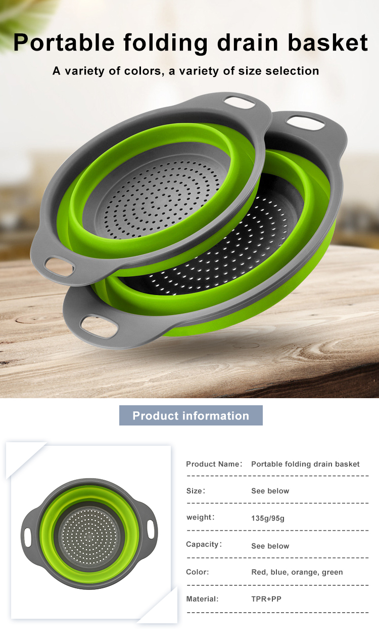 Lightweight Round Space Saving Silicone Colander Strainer