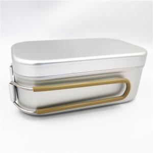 China Lunch Box Outdoor Aluminum 304 Stainless Steel Heated With Lid With Handle Camping Travel Cooking Food Box wholesale