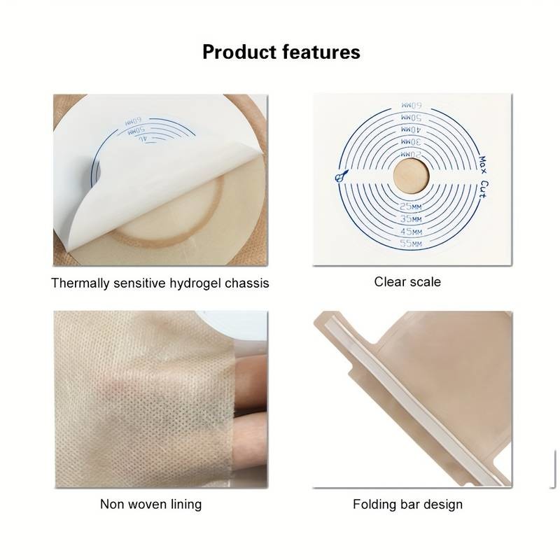Medical One piece Ostomy Bag Stoma Pouch Beige Color Drainable 65mm Cut One Piece System Ostomy Bag