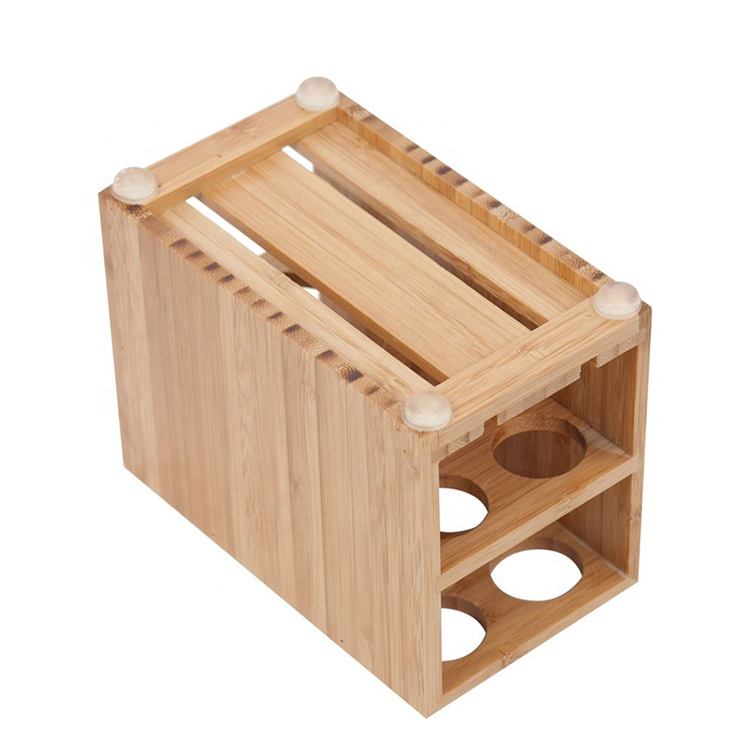 Organic Sustainable Bamboo Toothbrush Holder Toothpaste Stand For Bathroom Vanity Storage
