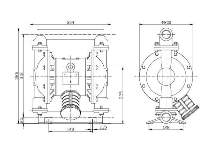 Aluminum air operated diaphragm pump for ceramics mix & cast , glaze 40gpm 150L / min 5m
