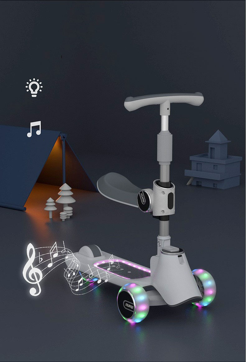 Plastic Self-balancing Electric Scooters 3 Wheel Kick Scooters for Kids Age 2-4 Years