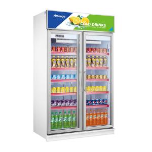 China 1000L Commercial Beer Coolers , Stainless Steel Upright Double Door Display Freezer wholesale