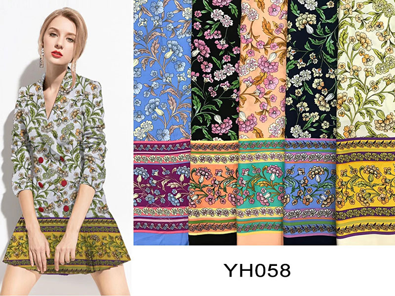 100-200gsm Floral Print Fabric For Dresses , Viscose Rayon Cloth Material
