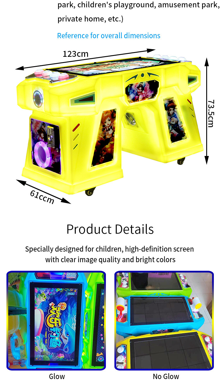 Blue Coin-Operated Amusement Machine Two Person Arcade Fishing Joystick Game Console