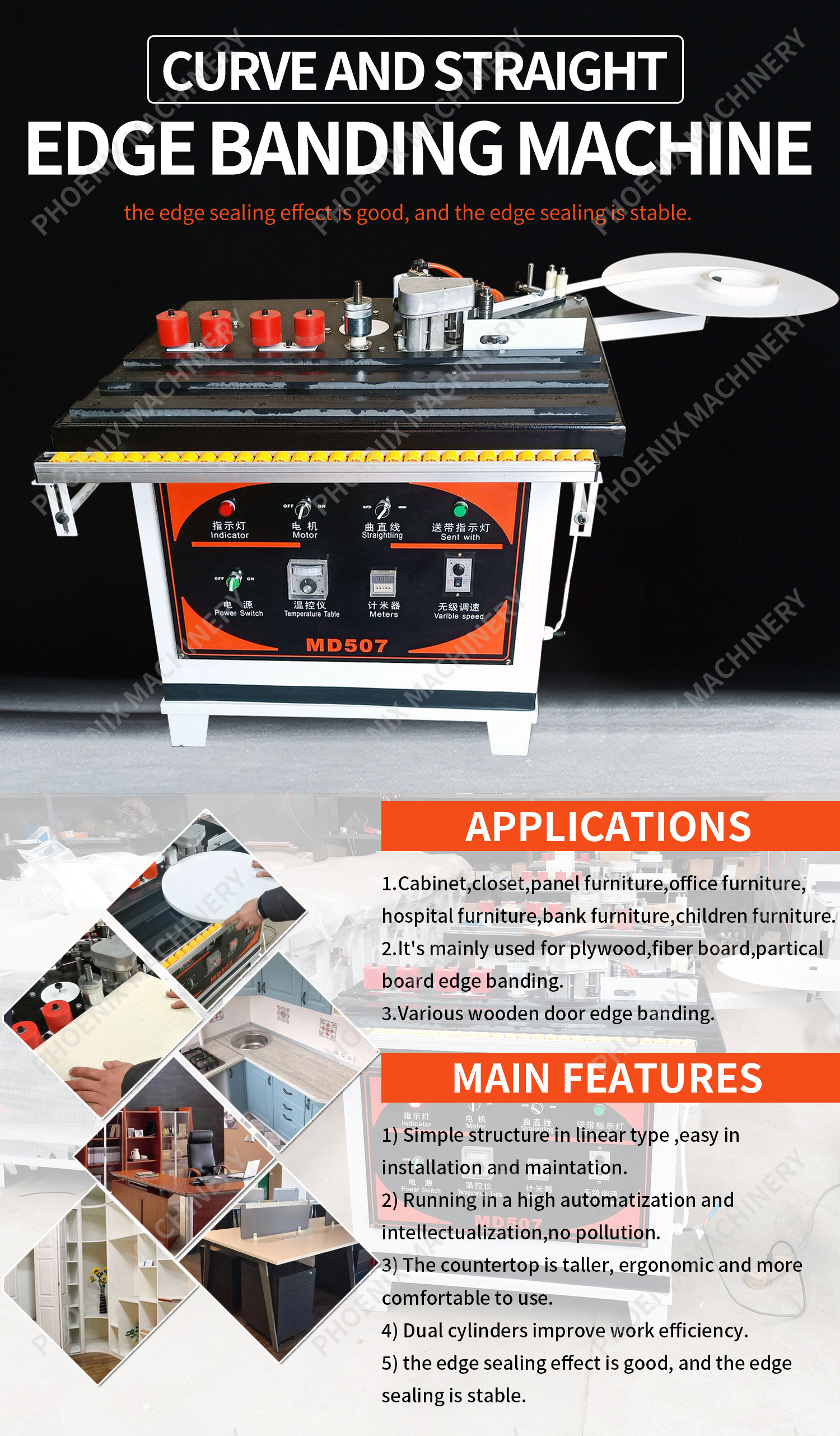Effective Cutting Width 50mm Curve Straight Portable Woodworking Edge Banding Machine
