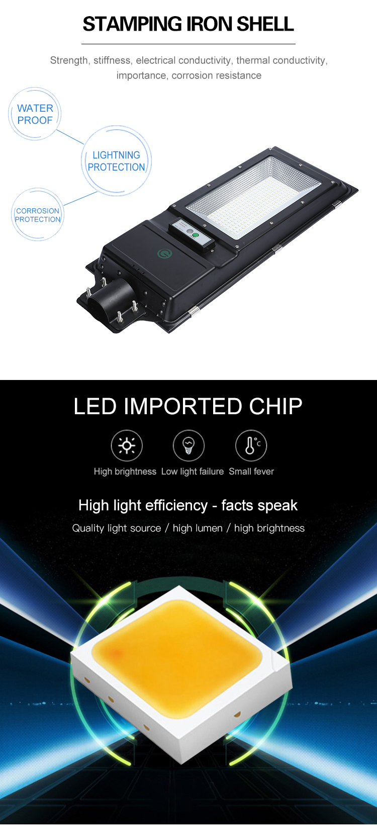 6500K 100 Watt Solar Garden Street Light All In One Led Road Lamp